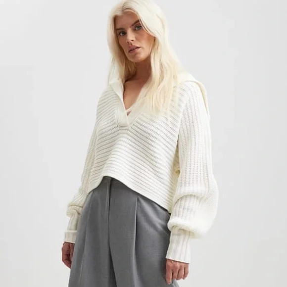 ASOS NA-KD Big Collar Chunky Knitted Sweater - Picture 2 of 8